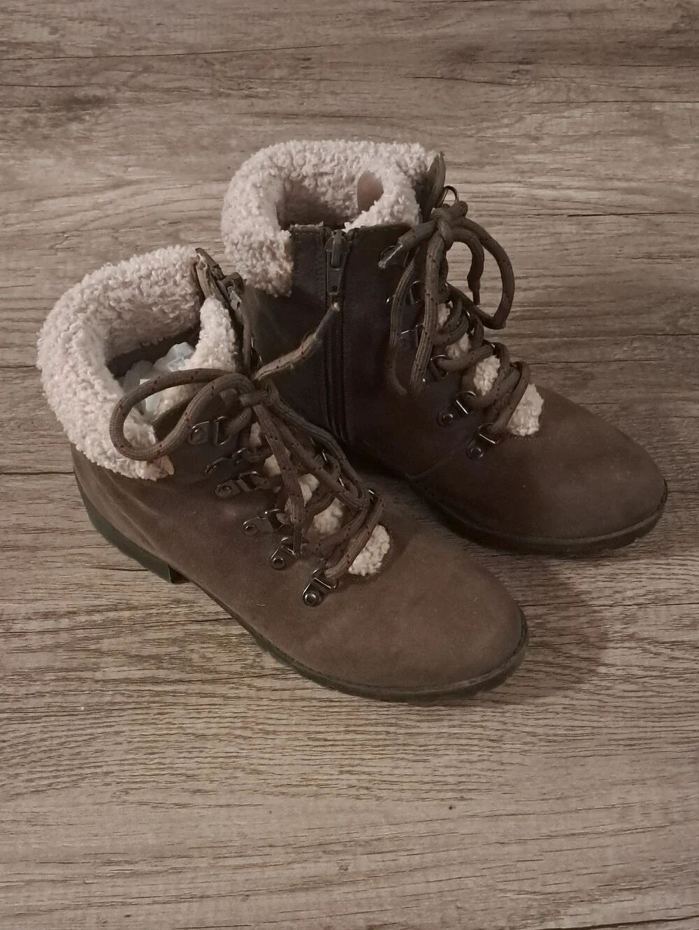 Girls MIA Brown Lace-Up Faux-Shearling Winter Boots